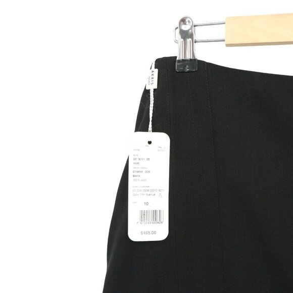 NWT Akris Punto Black Pleated Bubble Hem Wool Skirt 10 - Picture 5 of 6